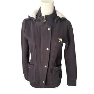 Arnold Palmer Womens Vintage Black Casual Hoodie Golf Jacket Sz 38